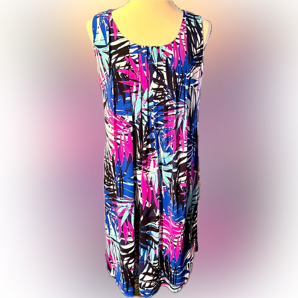 RN Studio by Ronnie Nicole print sleeveless dress front tucking size S